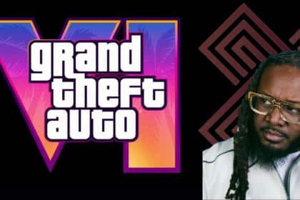 A render showing the artist T-Pain staring at GTA 6 logo.