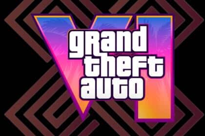 An image showing the logo of GTA 6 with a translucent thenexden logo in the background.