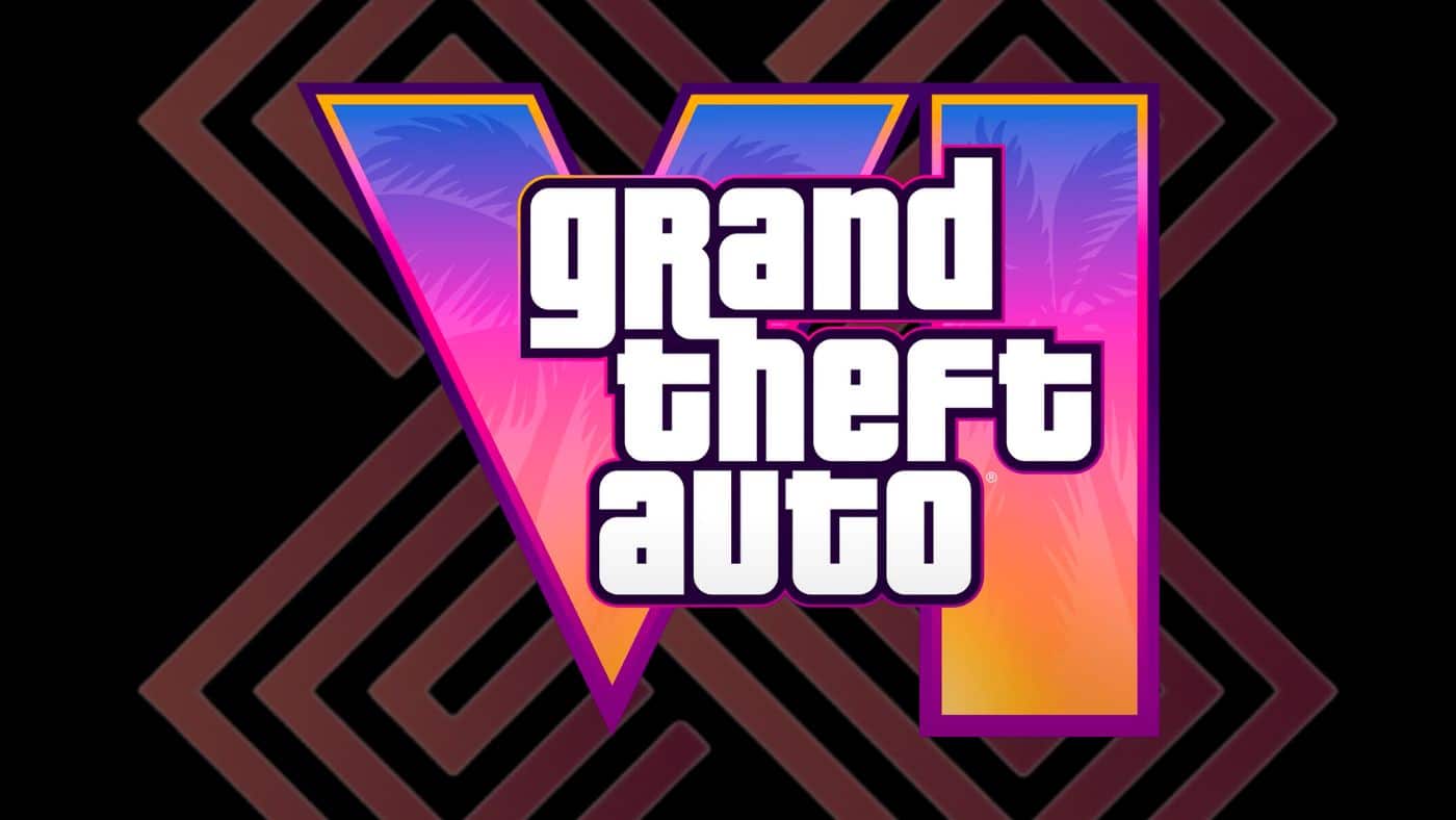 An image showing the logo of GTA 6 with a translucent thenexden logo in the background.