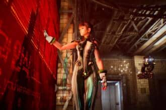 An image showing Stellar Blade protagonist Eve touching a display.