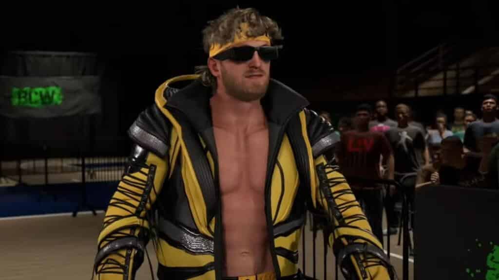 A screenshot from WWE 2K24 showing Logan Paul.
