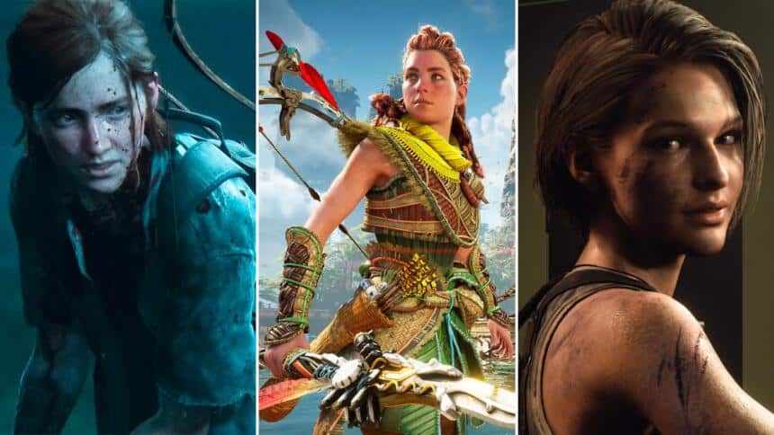 A collage showing three popular female protagonist from games.