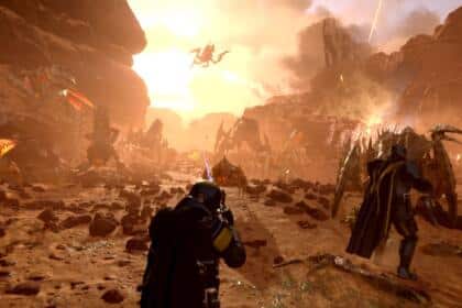 A screenshot showing a shot from Helldivers 2's gameplay.