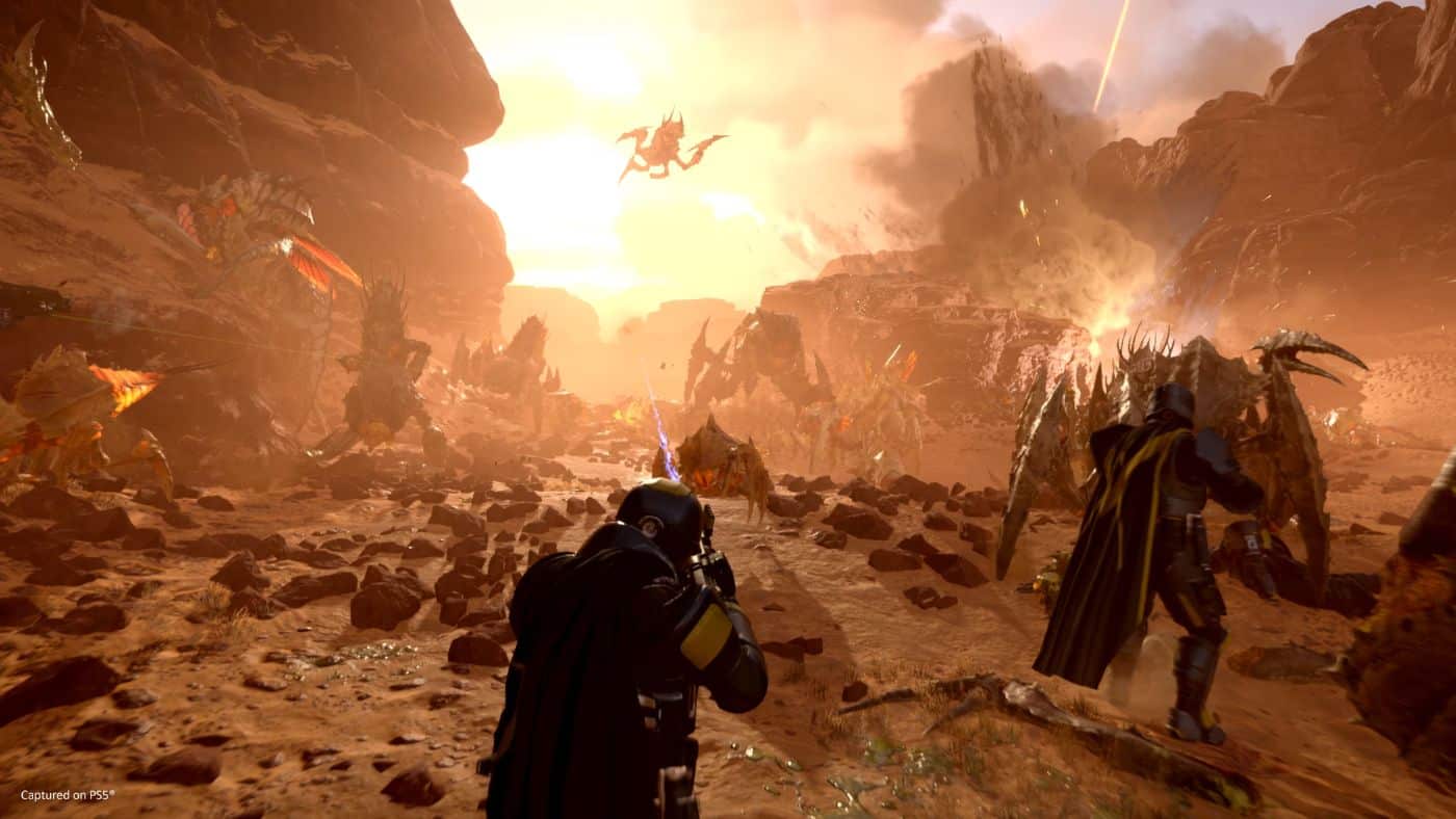 A screenshot showing a shot from Helldivers 2's gameplay.