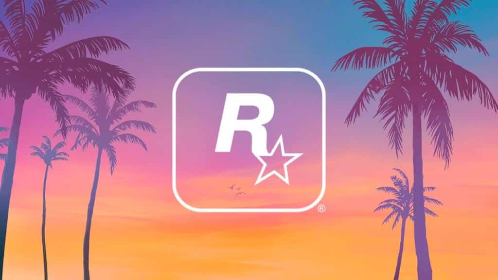 An image showing Rockstar Games logo over a GTA 6 illustration image for GTA 6 devs crunch fear story.