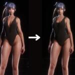 An image showing before an after comparison of the Holiday Bunny outfit in Stellar Blade