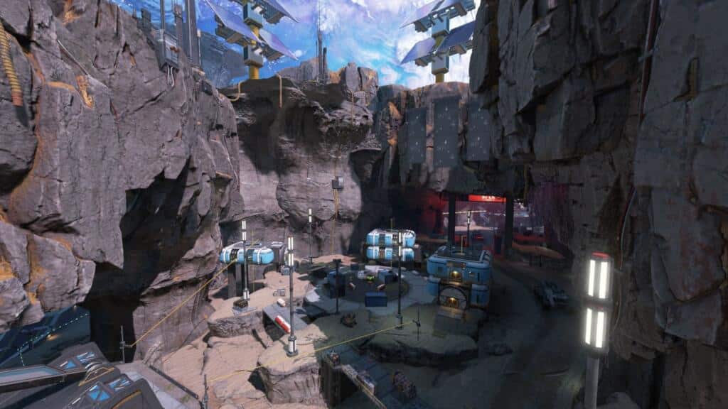 A screenshot showing the new Solar Pods POI in updated Borken Moon map in Apex Legends.