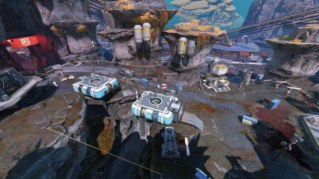 A screenshot showing the Underpass POI in Broken Moon map in Apex Legends.